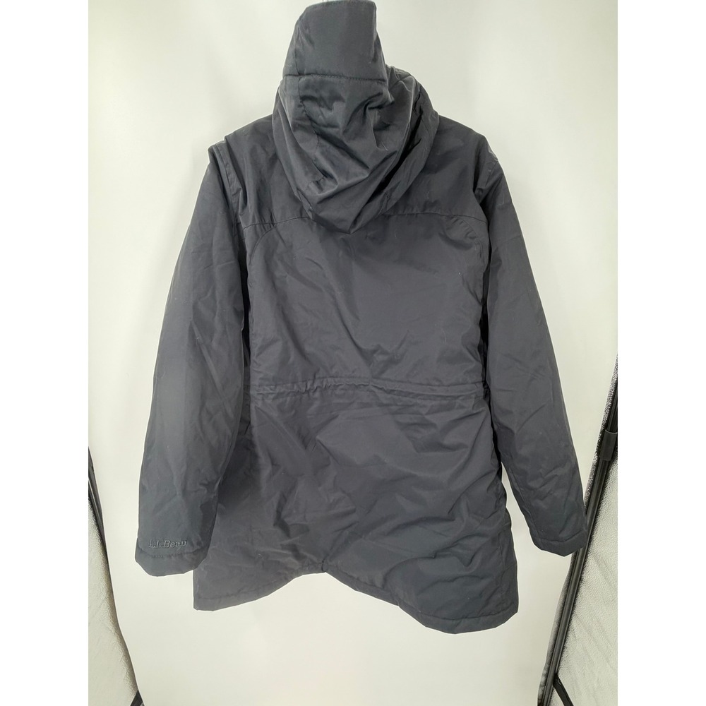 LL Bean Womens 3X‎ Black Hooded Parka Jacket Fleece Lined Quilted Insulated Coat - Picture 8 of 9